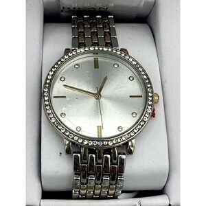 New American Exchange Women’s Gold-Tone Watch with Rhinestone Bezel